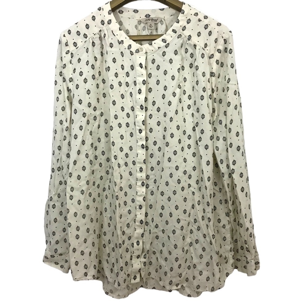 Lucky Brand Printed Geometric Long Sleeve Button Front Boho Shirt